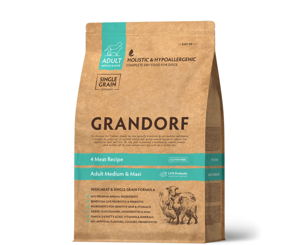 Сухой корм для собак Grandorf Probiotics Adult Medium & Maxi (4 вида мяса)