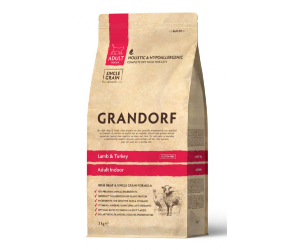 Сухой корм для кошек Grandorf Adult Indoor (Ягненок, индейка)