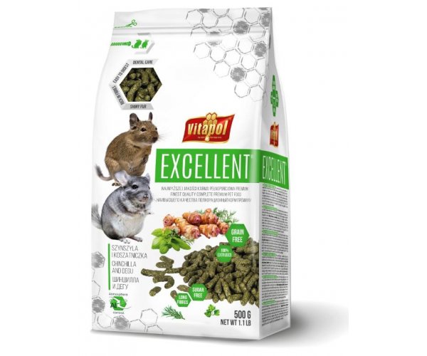 Vitapol Excellent Полнорационный корм для шиншилл и дегу, 500 г