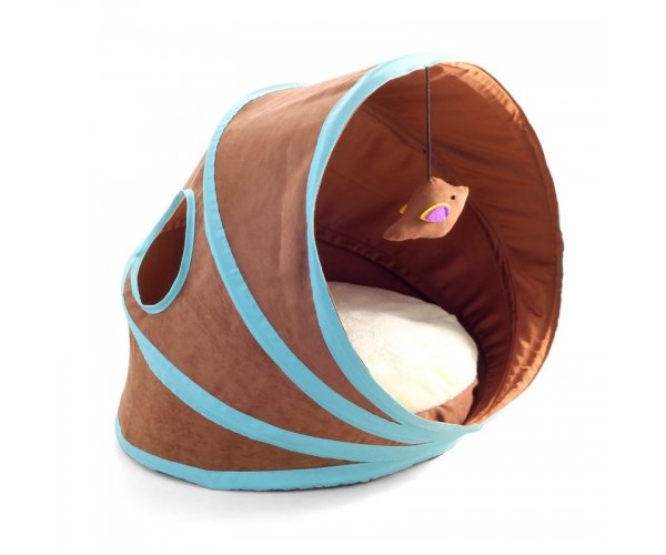 CT49 Лежанка-туннель для кошек, коричневая для кошек