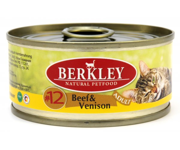 Консервы Berkley для кошек №12 (Говядина с олениной)
