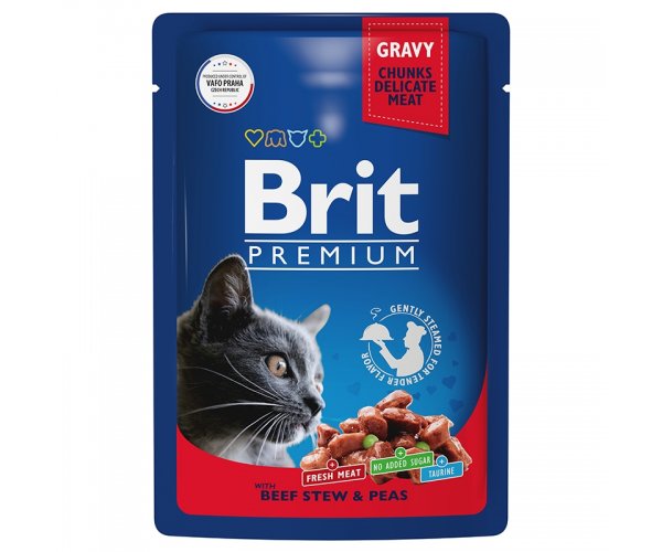Brit Premium Cat Pouches with Beef Stew & Peas