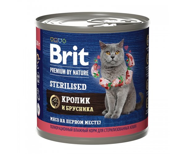 Brit Premium by Nature для стерилизованных кошек (Кролик и брусника)