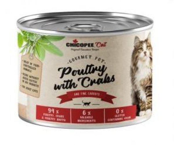 Chicopee Adult Cat (Паштет с домашней птицей и крабами) для кошек