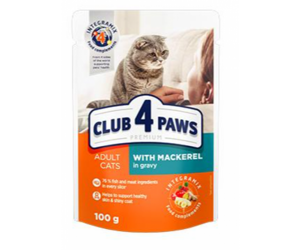 Club 4 Paws для кошек с макрелью в соусе