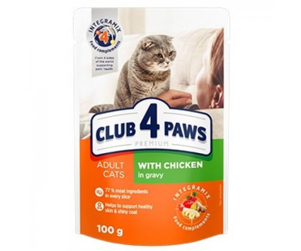 Club 4 Paws для кошек с курицей в соусе