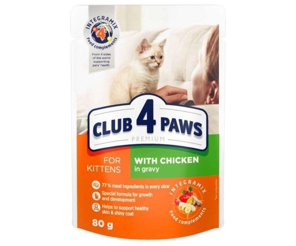 Club 4 Paws для котят с курицей в соусе