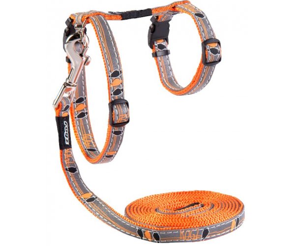Rogz Шлейка+поводок Nightcat оранжевый для кошек