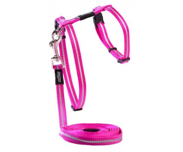 Rogz Шлейка+поводок Alleycat розовый для кошек