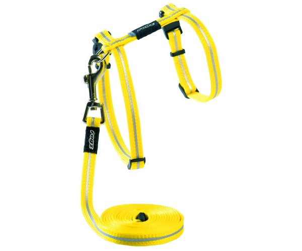 Rogz Шлейка+поводок Alleycat желтый для кошек
