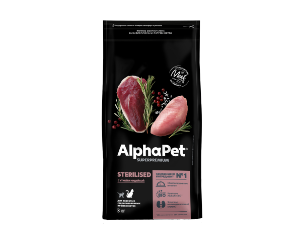 AlphaPet Superpremium Cat Sterilised (Утка, индейка)