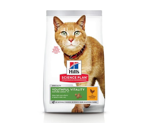 Сухой корм для кошек Hill's Science Plan Youthful Vitality старше 7 лет (курица, рис)