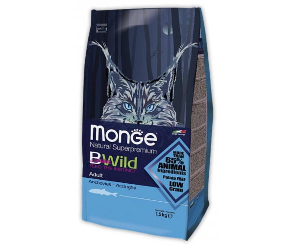 Сухой корм для кошек Monge Superpremium Cat Bwild Adult Anchovies для кошек