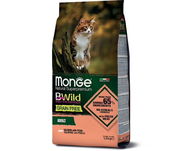 Сухой корм для кошек Monge Cat Bwild Grain Free Adult (Лосось) для кошек