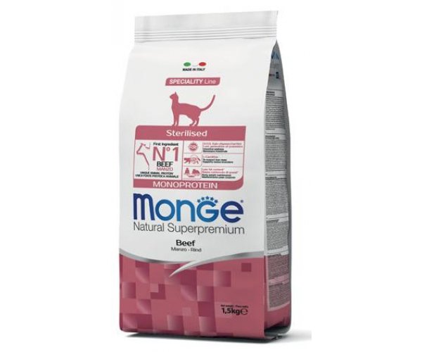 Сухой корм для кошек Monge Cat Monoprotein Sterilized (Говядина) для кошек