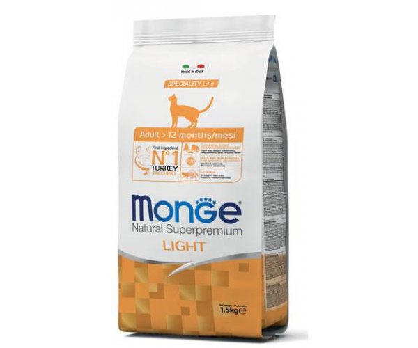 Сухой корм для кошек Monge Cat Adult Light (Индейка) для кошек