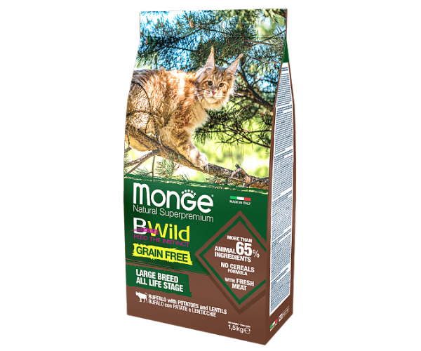 Сухой корм для кошек Monge Сat BWild Grain Free Large Buffalo/Potatoes для кошек