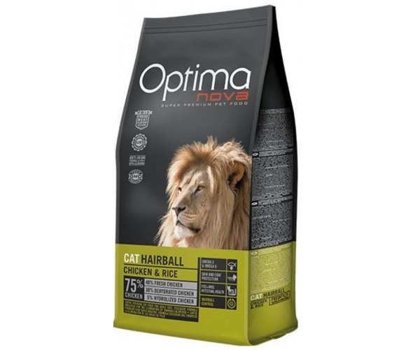 Сухой корм для кошек Optima Nova Cat Hairball Chicken Rice для кошек