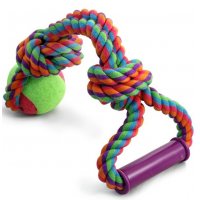Triol Игрушка для собак "Веревка с ручкой, 2 узла и мяч"