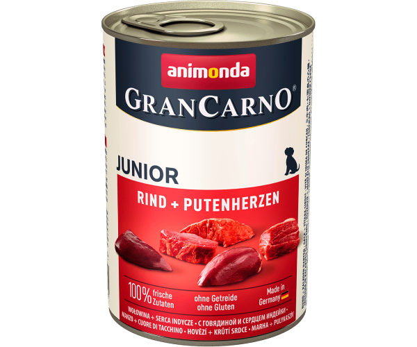 Консервы для собак Gran Carno original Junior (Говядина, сердце индейки)