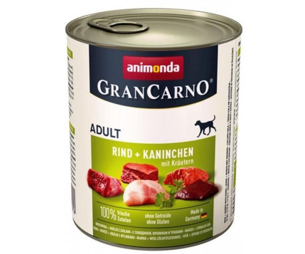 Консервы для собак Gran Carno Fleisch Adult (Кролик, травы)
