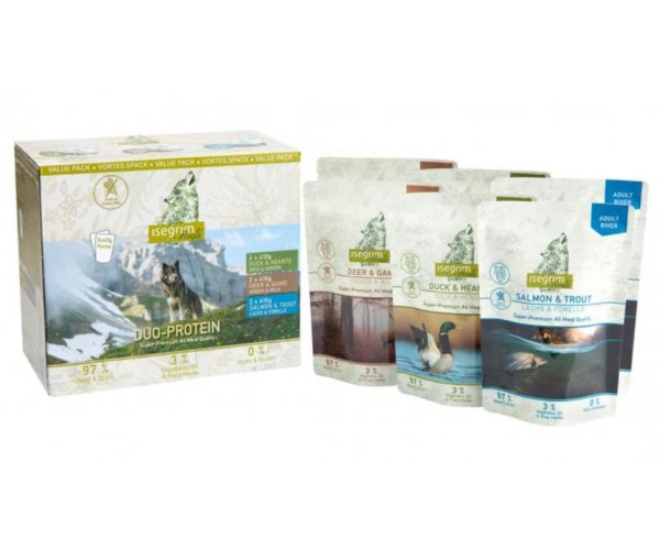 Консервы для собак Isegrim Набор 2-ух протеиновых паучей (6 х 410 г)