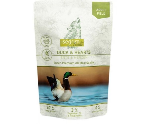 Консервы для собак Isegrim Roots Adult Field (утка + куриные сердечки)