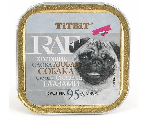 Консервы для собак "Titbit" Консервы для собак RAF (Кролик), 100 г