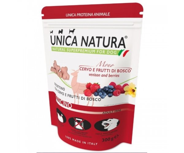 Печенье Unica Natura Mono с олениной и ягодами для собак