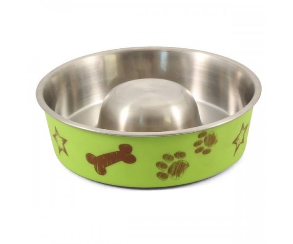 Triol Миска металлическая "Косточка" Slow feed  для собак
