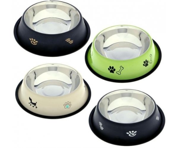 Георпласт Миска металлическая цветная с рисунком для собак