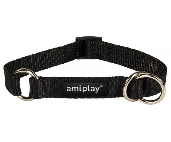 Ошейник-полуудавка AmiPlay Reflective M (Черный) для собак