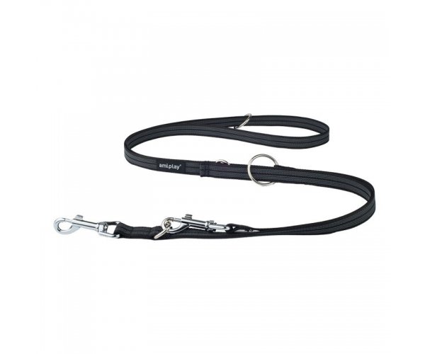 Поводок Amiplay 6 in 1 Rubber (Черный) для собак