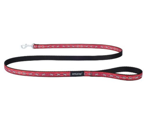 Поводок Ami Play Joy (Кости красный) для собак