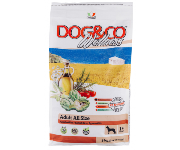 "Dog&Co Wellness" ADULT ALL SIZE (Ягненок и рис)