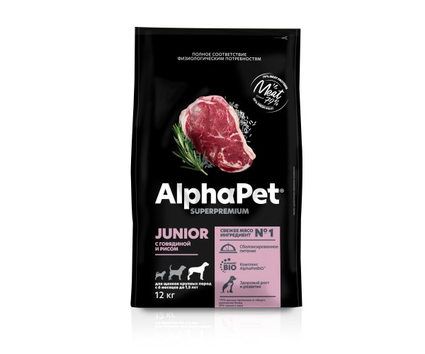 AlphaPet Superpremium Dog Maxi Junior (Говядина, рис)