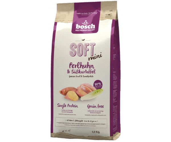 Сухой корм для собак Bosch Soft+ Mini Цесарка с бататом
