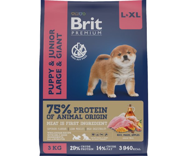 Сухой корм для собак Brit Premium Dog Puppy and Junior Large and Giant (Курица)