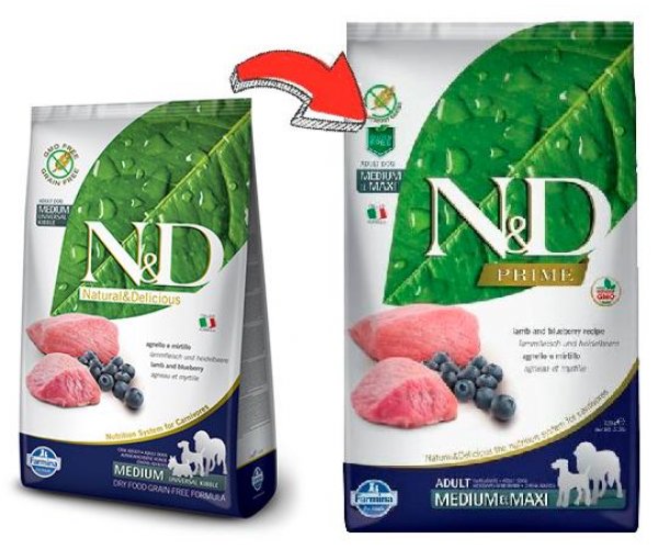 Сухой корм для собак Farmina N&D GF Prime Adult Medium & Maxi Lamb & Blueberry