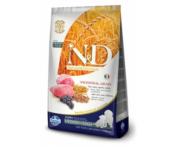 Сухой корм для собак Farmina N&D LG Puppy Medium & Maxi (Ягненок, черника, спельта, овес)