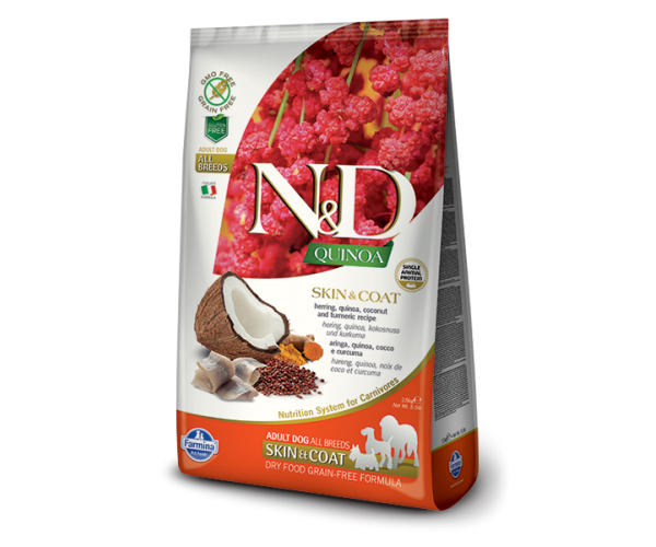 Сухой корм для собак Farmina N&D Quinoa Adult All Breeds Skin & Coat (Сельдь, киноа, кокос, куркума)