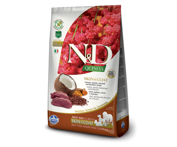 Сухой корм для собак Farmina N&D Quinoa Adult All Breeds Skin & Coat (Оленина, киноа, кокос, куркума)