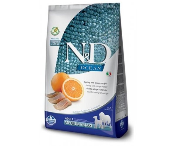 Сухой корм для собак Farmina N&D GF Adult Medium & Maxi Ocean (Сельдь и апельсин)