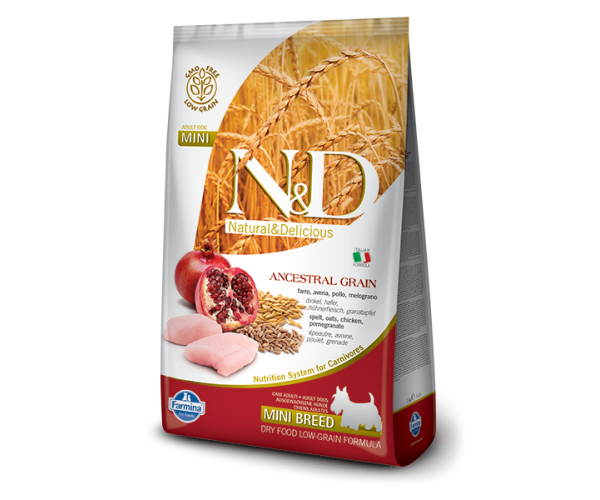 Сухой корм для собак Farmina N&D LG Adult Mini (Курица, гранат, спельта, овес)