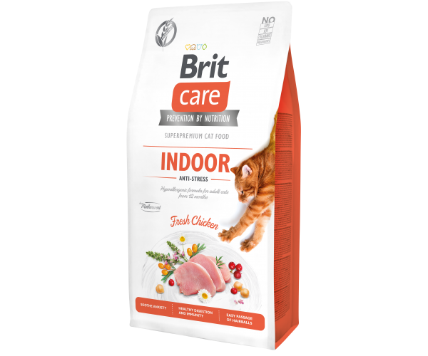 Brit Care Cat GF Indoor Anti-stress для взрослых домашних кошек. для кошек